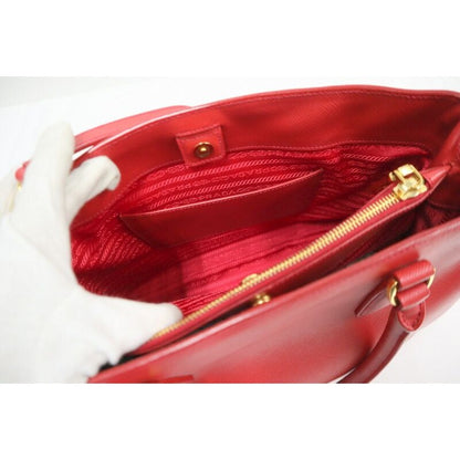 Prada 2-Way Shoulder Bag Saffiano Leather Red Gold — view 6