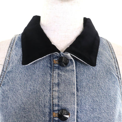 Louis Vuitton 24SS Rw241wj 100% Cotton Velvet Accent Denim Dress Indigo 38 Made