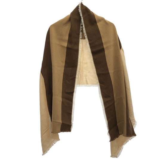 Gucci GG Monogram Striped Wool Silk Shawl Beige