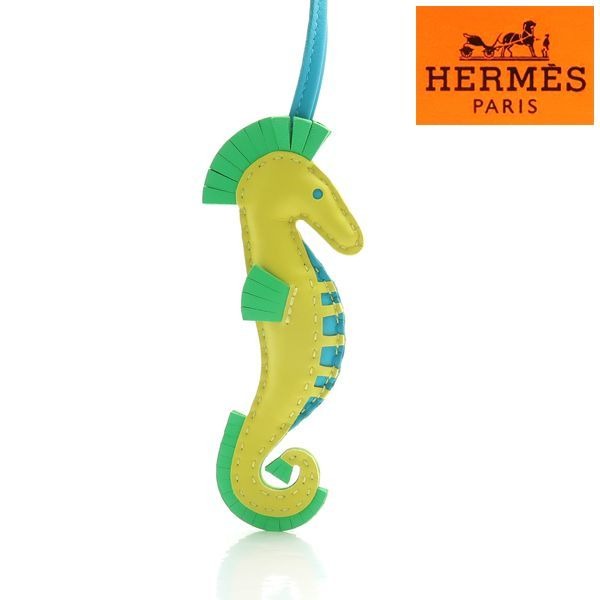 Hermes Ipo Bag Charm Seahorse Anyomilo Lime Vert Comic Blue Tech B Stamp