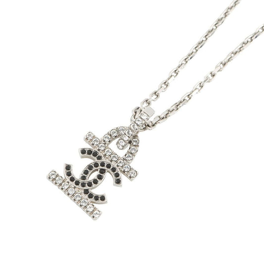 Chanel Necklace CC Logo Line Stone Faux Pearl
