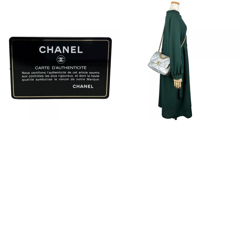 Chanel Shoulder Bag Chanel 19 As1160 Coco Mark Matelasse Leather Silver Gold