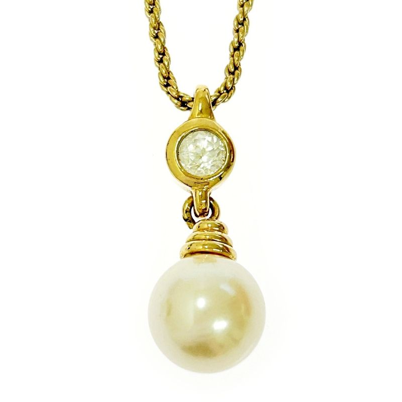 Christian Dior GP Rhinestone Faux Pearl Necklace Women's 305345 Necklace