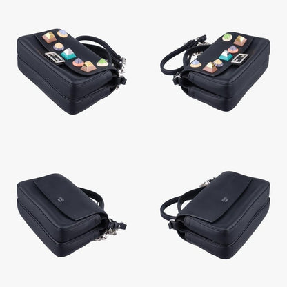 Fendi Micro Monster Double Baguette Black And Multicolor Leather 8m0371