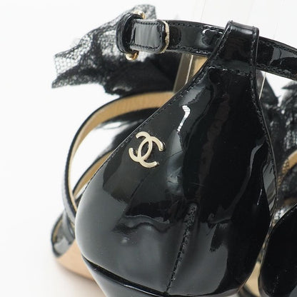 Chanel Sandals Size 35.5 Lace Shoes Ankle Strap Thong Sandals Mules CC Logo