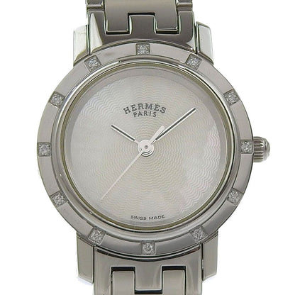 Hermes Clipper Cles Diamond Stainless Steel Quartz Analog Display
