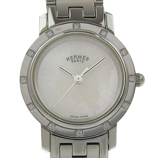 Hermes Clipper Cles Diamond Stainless Steel Quartz Analog Display