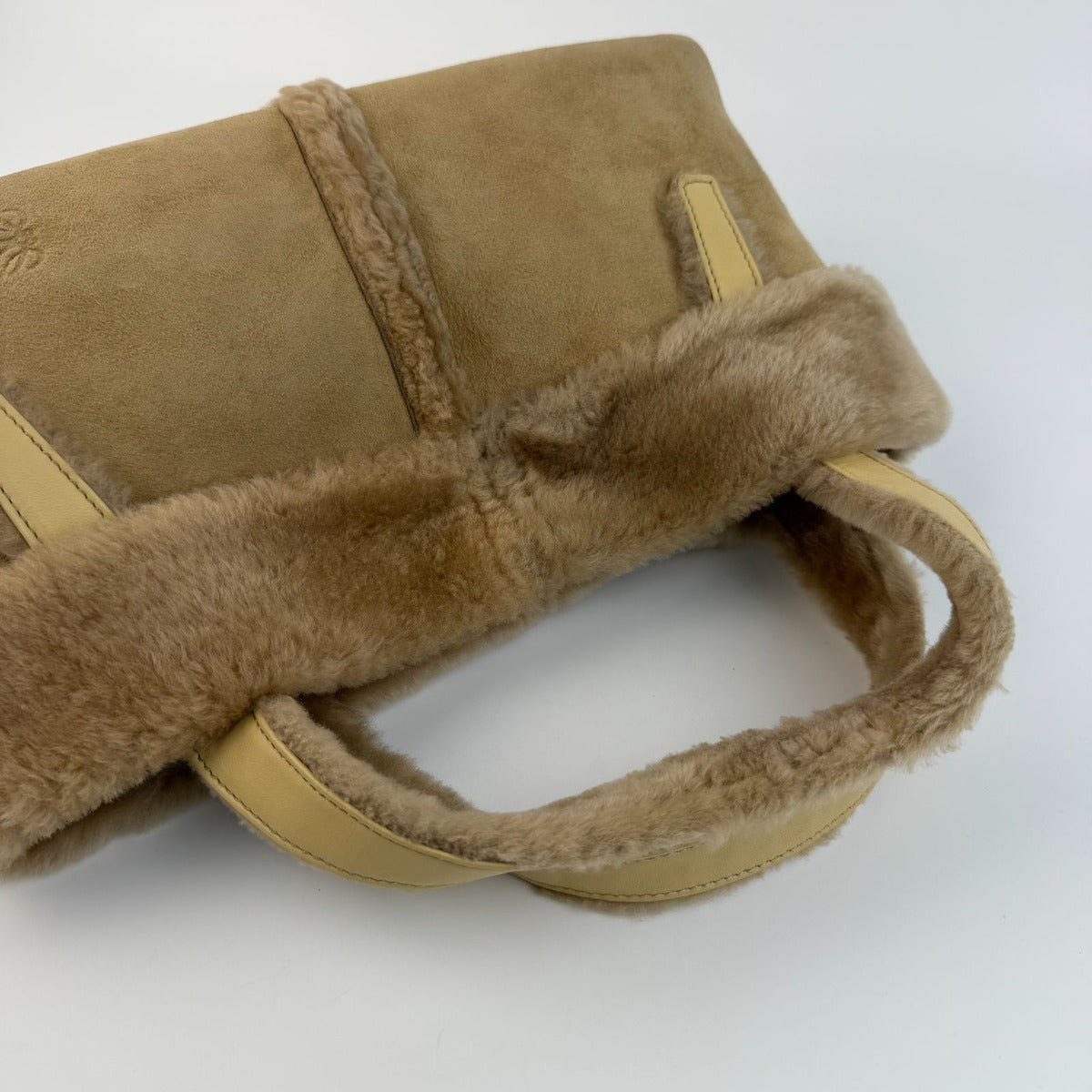 Loewe Anagram Handbag Beige Mouton Suede Vintage — view 11