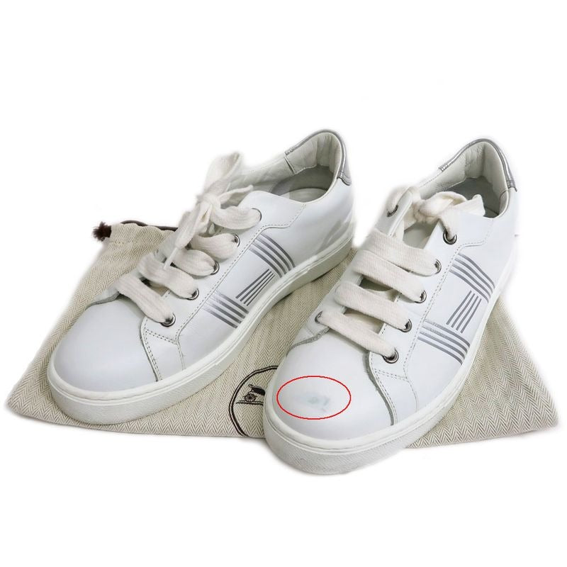 Hermes Avantage Sneakers Size 37 1 2 Leather White Lady Shoes — view 10