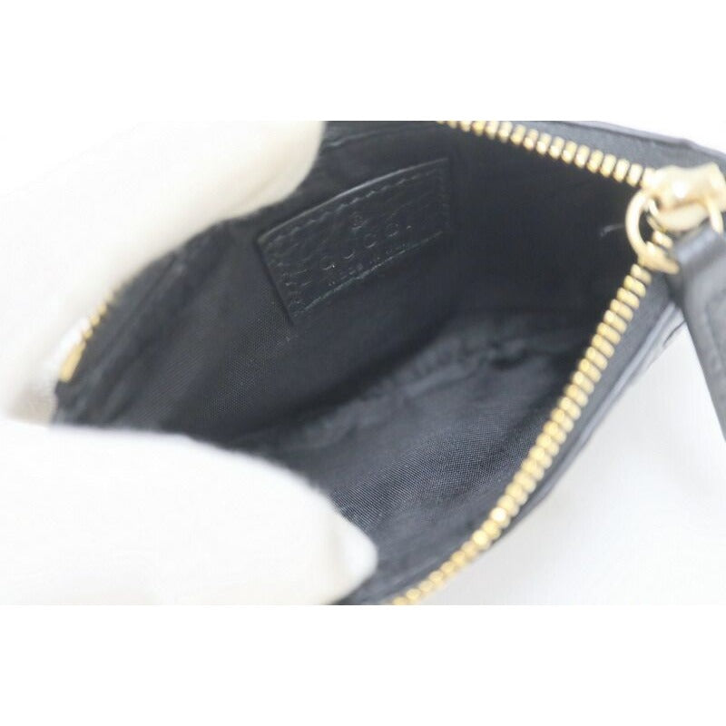 Gucci Coin Case GG Emblem Grain Leather Black — view 4