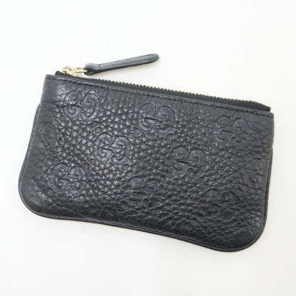 Gucci Coin Case GG Emblem Grain Leather Black