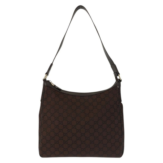 Gucci GG Pattern Brown Gold Nylon Shoulder Bag