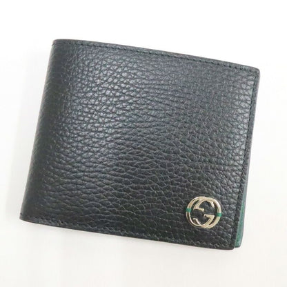 Gucci Interlocking G-bifold Compact Wallet Black Green Leather