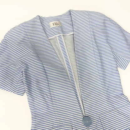 Dior Miss Skirt Set Short Sleeve Jacket Tight Border M Blue White Cotton — view 5