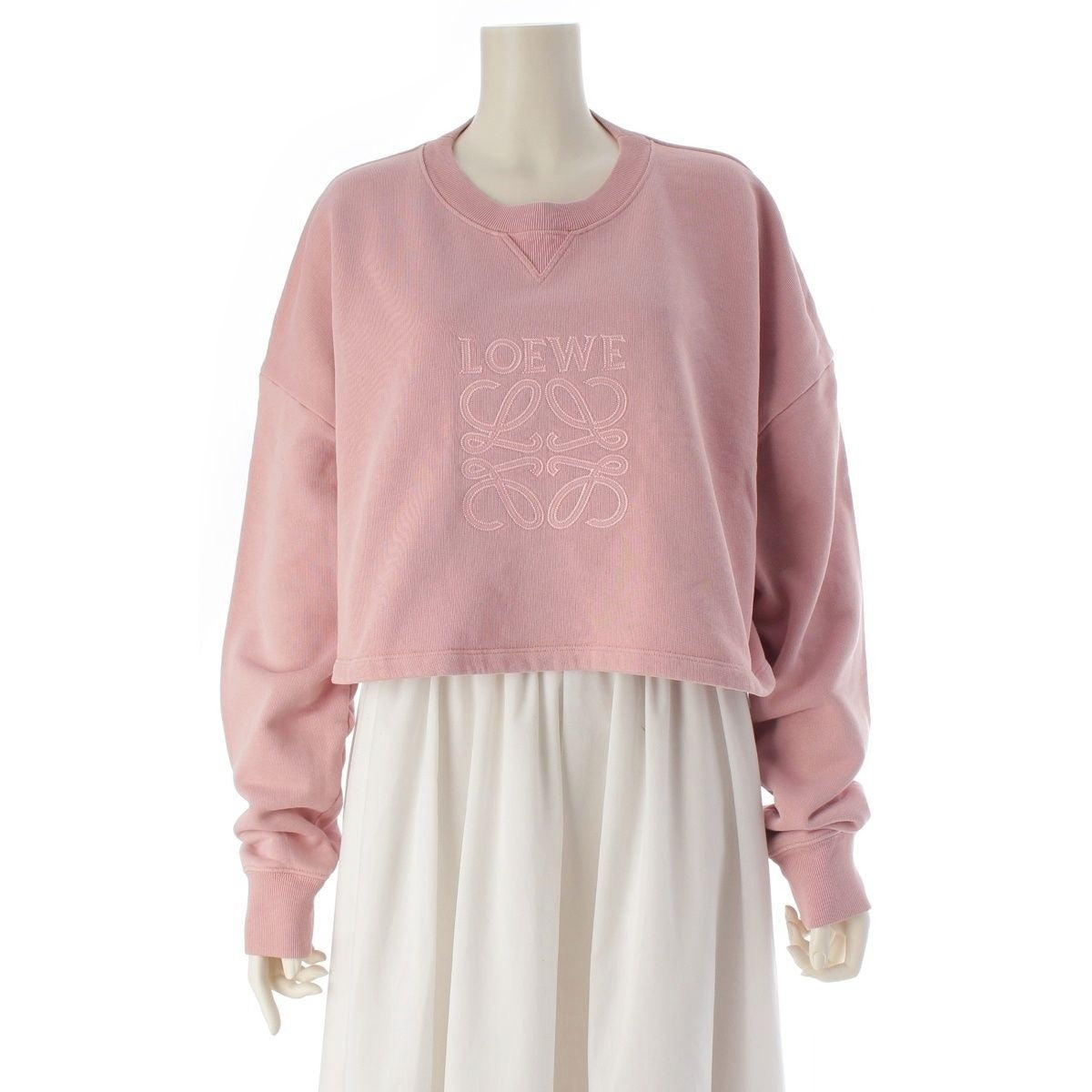Loewe Cotton Anagram Logo Cropped Sweatshirt Pink