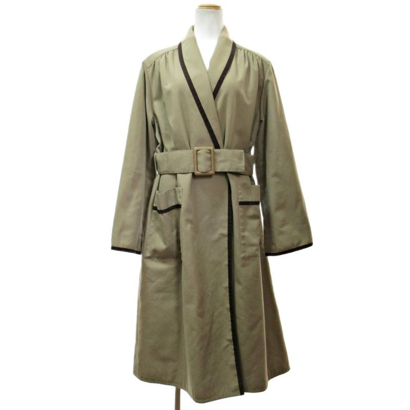 Christian Dior Vintage Wool Lined Belted Coat Jacket 11 Beige