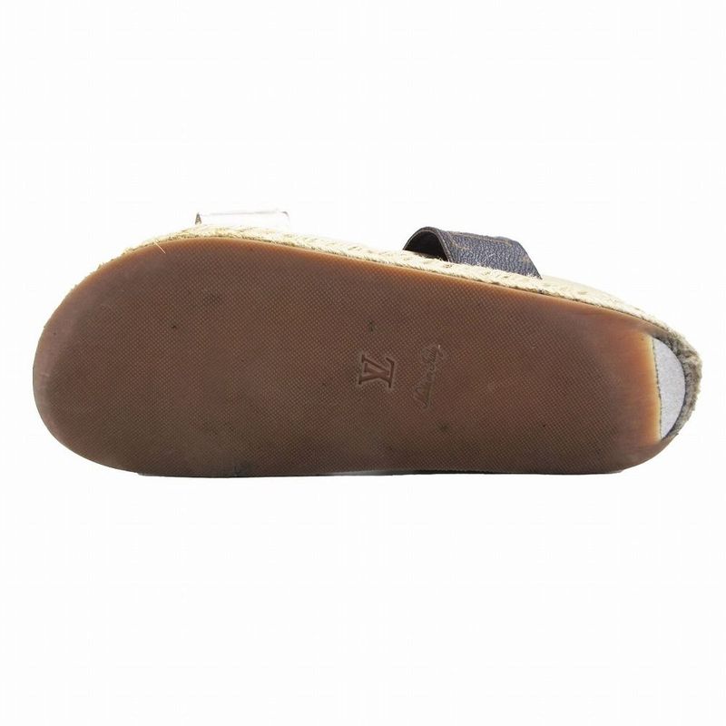 Louis Vuitton Monogram Flat Sandals Espadrille Back Strap 37 23.5cm (9.25in)