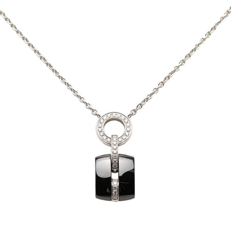 Chanel Ultra Pendant Necklace Black Silver Ceramic Diamond 18k White Gold