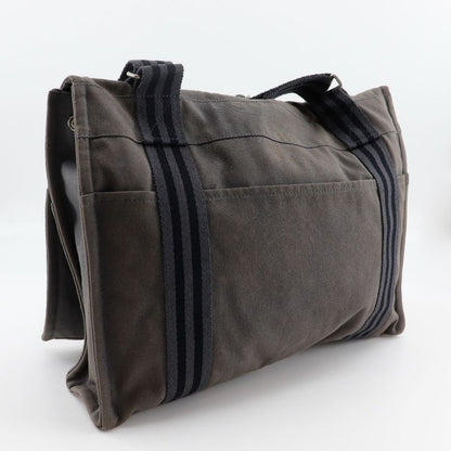 Hermes Fourre Tout Bassas MM Cotton Canvas Gray Unisex Shoulder Bag