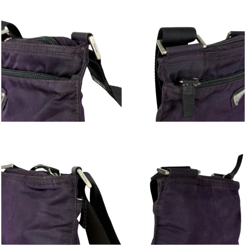 Prada Mini Shoulder Bag Pochette Triangle Logo Purple Tessuto Nylon