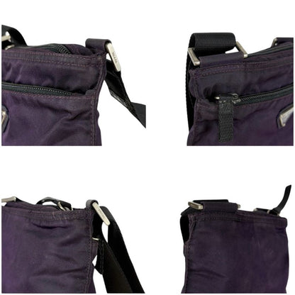 Prada Mini Shoulder Bag Pochette Triangle Logo Purple Tessuto Nylon