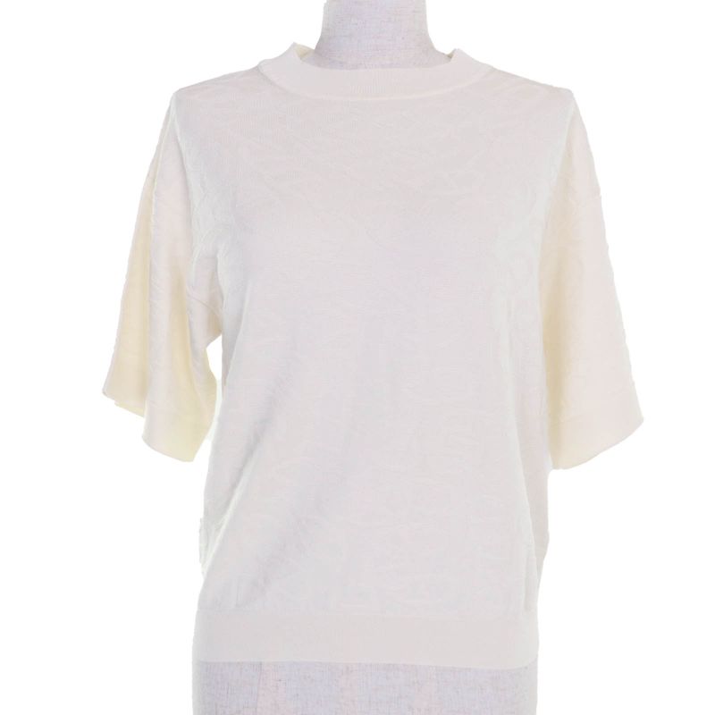 Hermes 24SS 4e2649dc Nausa Silk Cotton Chaine D'ancre Short Sleeve Knit Ivory