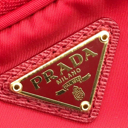 Prada Triangle Logo Nylon Mini 2-Way Pouch Shoulder Bag Red