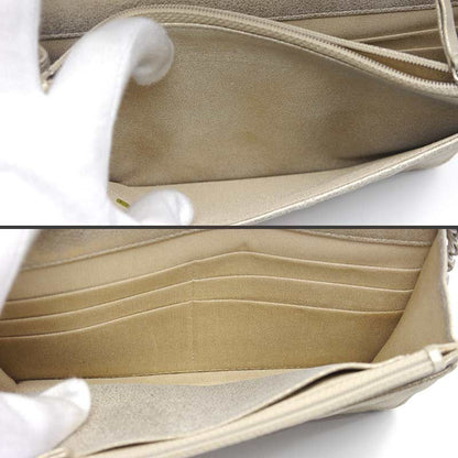 Chanel Matelasse Chain Wallet Leather Gold Shoulder Bag