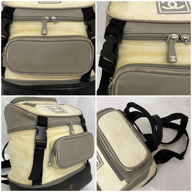 Chanel Backpack Gray White Black Sport A03595 With A Reason