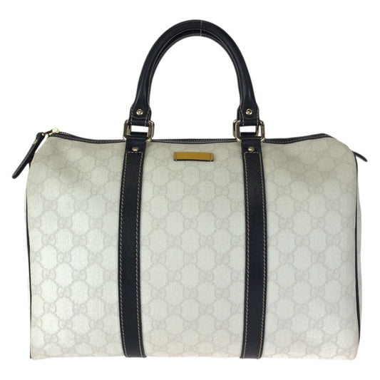 Gucci White Black Gold GG Supreme Canvas Leather Mini Boston Bag