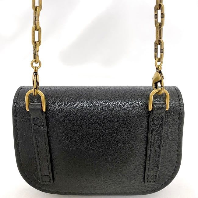 Christian Dior Chain Mini Pouch Black Saddle