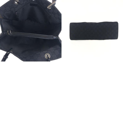 Gucci Bamboo Black Silver Hardware GG Canvas 002 And 1010 Handbag Tote Bag