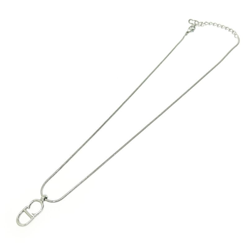 Christian Dior Metal CD Logo Necklace Women Silver 419054 Necklace