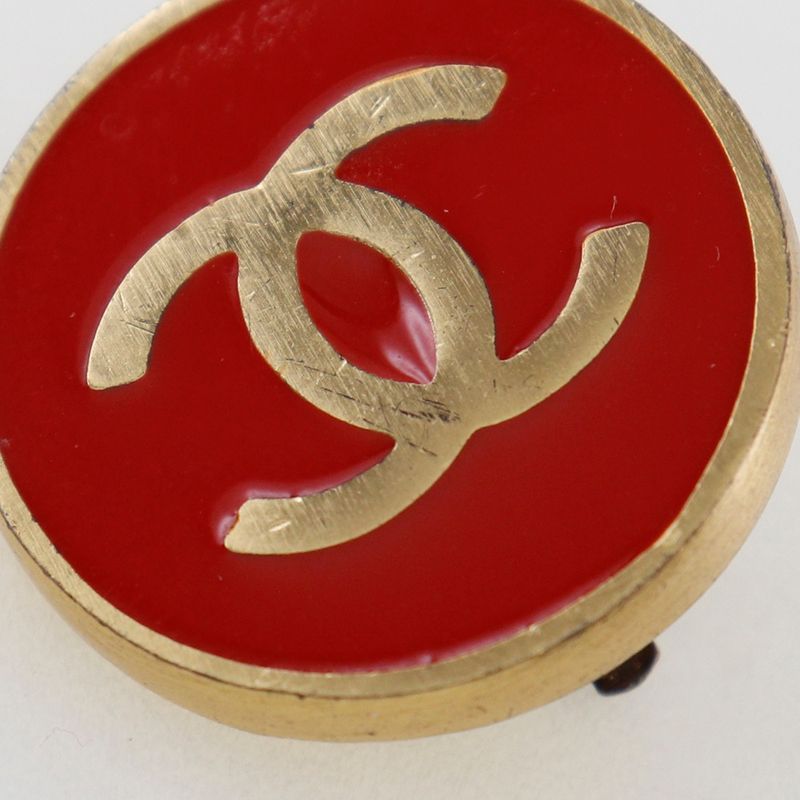 Chanel Coco Mark Gold Plated Red 01P Ladies 8.5g Earring