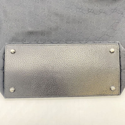 Gucci 120836 Handbag Tote Bag Black GG Canvas Leather Ladies Men Fashion