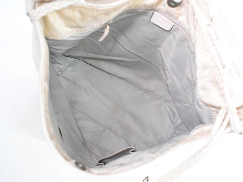 Authentic Christian DIOR Trotter Shoulder Bag Canvas Leather Ivory Trotter Bag