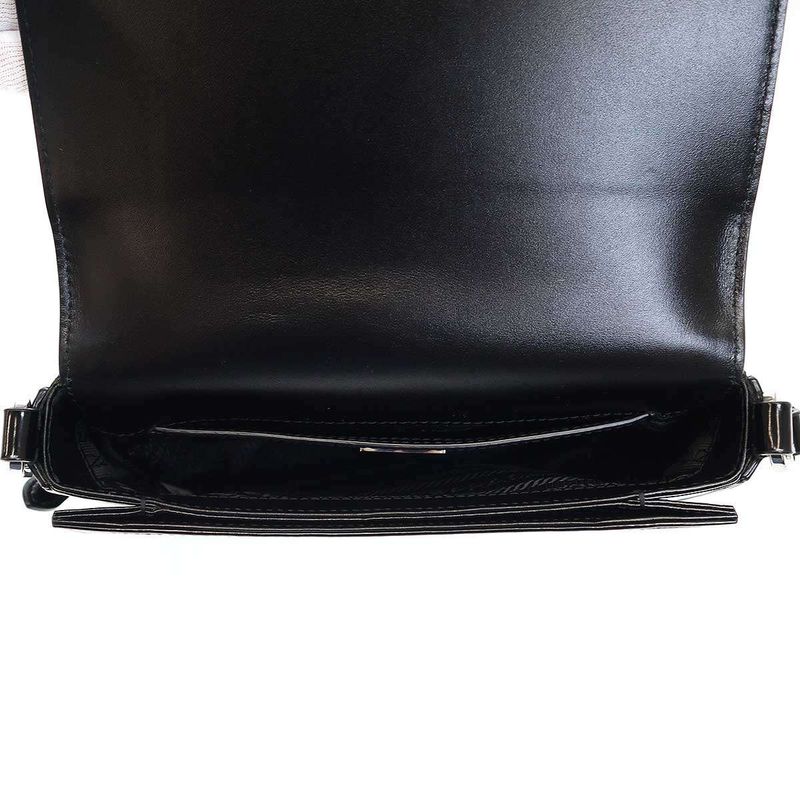 Prada Brushed Leather Shoulder Bag Black