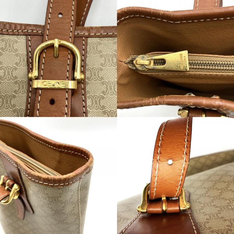 Celine Macadam M95 Tote Shoulder Bag Pvc/leather Beige Women