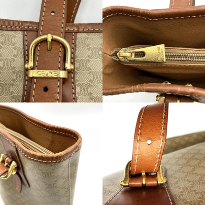 Celine Macadam M95 Tote Shoulder Bag Pvc/leather Beige Women