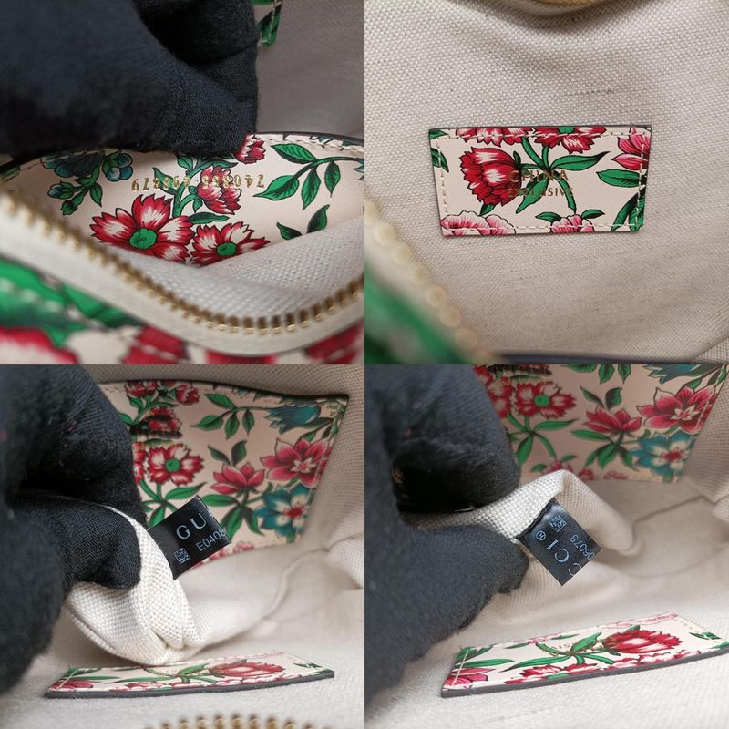 Guccigg Marmont Flower Print Heart Multicolor Leather 740355 E040806078