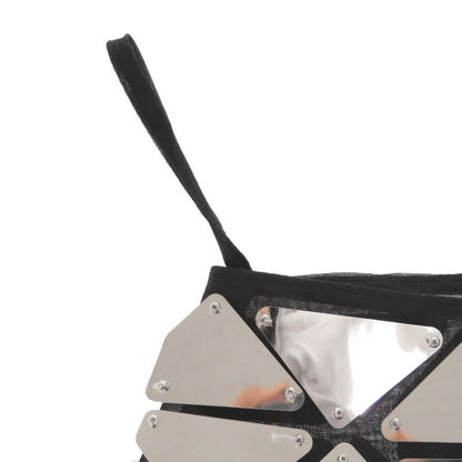 Prada Mirror Panel P126ur S222 Cotton Silver/black Mini Skirt 0333 Prada