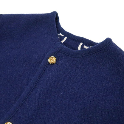 Gucci GG Jacquard Reversible Casual Digan S Navy- 773902 Gold Button