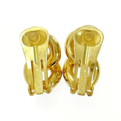 Christian Dior GP Rhinestone Earrings Gold Black 418365 Earrings