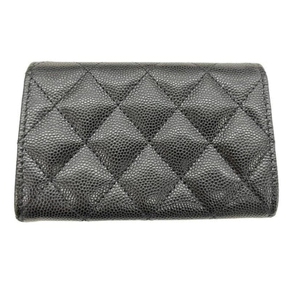 Chanel Ap2735 Coin Case Card Case Mini Wallet Black×pink Caviar Skin Unused