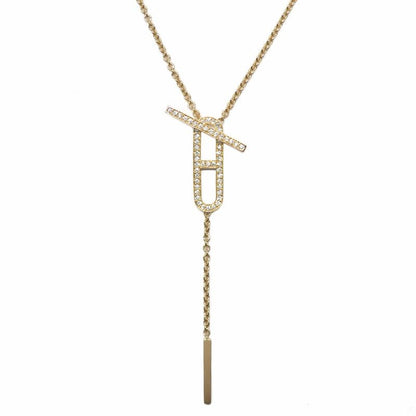 Hermes Necklace Eva-chaine D'ancre Lariat B Rose Gold Diamond