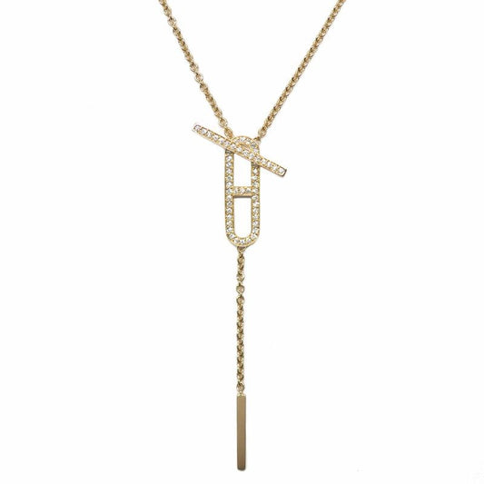 Hermes Necklace Eva-chaine D'ancre Lariat B Rose Gold Diamond
