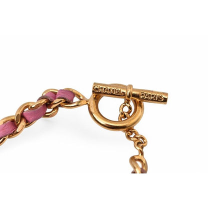 Chanel Bangle Chain Bracelet CC Coco Mark Pink Multi Gold 01 — view 3