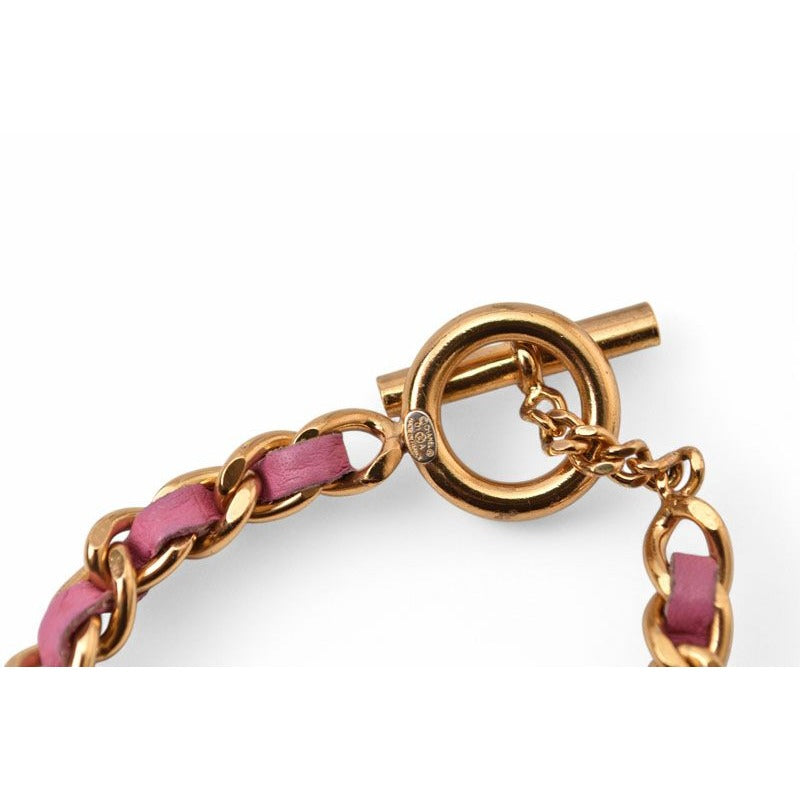 Chanel Bangle Chain Bracelet CC Coco Mark Pink Multi Gold 01 — view 6