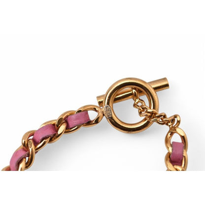 Chanel Bangle Chain Bracelet CC Coco Mark Pink Multi Gold 01 — view 6
