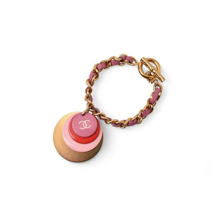 Chanel Bangle Chain Bracelet CC Coco Mark Pink Multi Gold 01